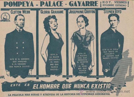 Cin&eacute;ma: EL HOMBRE QUE NUNCA EXISTIO: Director: Ronald Neame - Actores: Clifton Webb y Gloria Grahame.../ Pub
