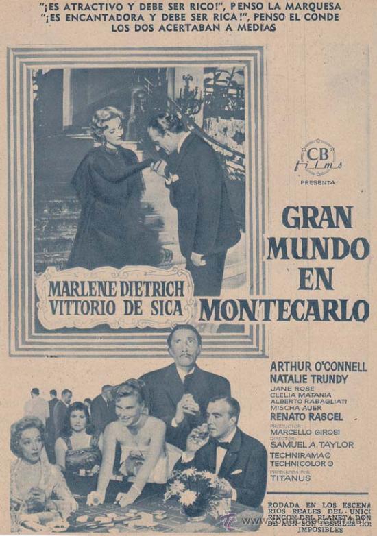 Cin&eacute;ma: GRAN MUNDO EN MONTECARLO: Director: Samuel A. Taylor - Actores: Arthur O&acute;Connell, Natalie Trundy, Ja