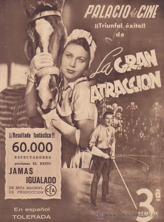 Cin&eacute;ma: LA GRAN ATRACCION: Director: Harry Piel - Actores: Harry Piel, Susi Linner, Hans Junkermann.../ Publ