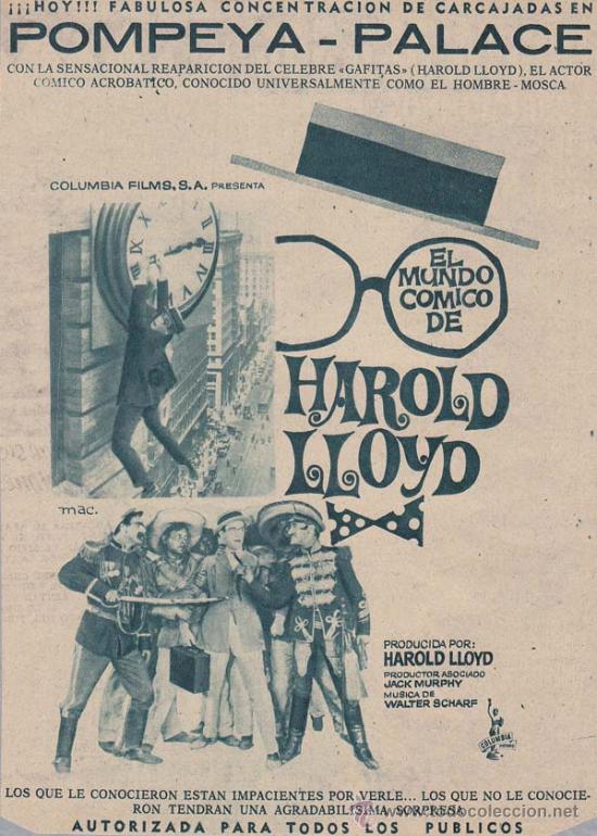 Cin&eacute;ma: EL MUNDO COMICO DE HAROLD LLOYD: Director: Harold Lloyd - Actores: Harold Lloyd/ Publicidad de &eacute;poca