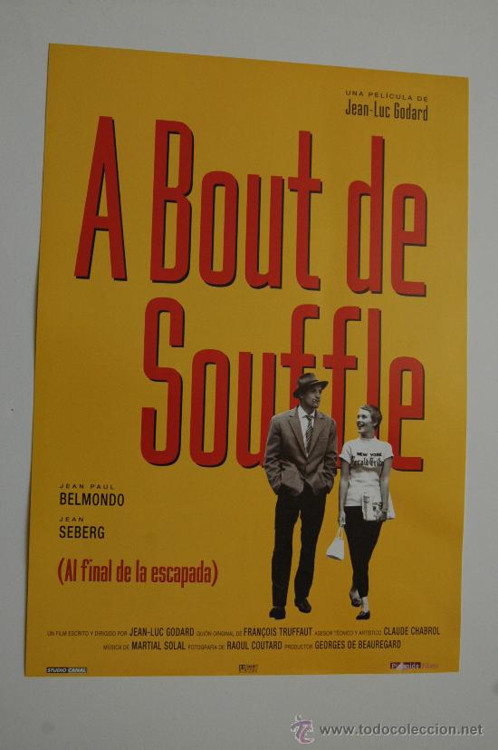 Cine: a bout de souffle - al final de la escapada - jean luc godard belmondo jean seberg poster original