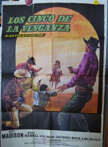 Cinema: Poster LOS CINCO DE LA VENGANZA .1968 - Original. FLORIO Aldo (Director) Guy Madison, Monica Randall