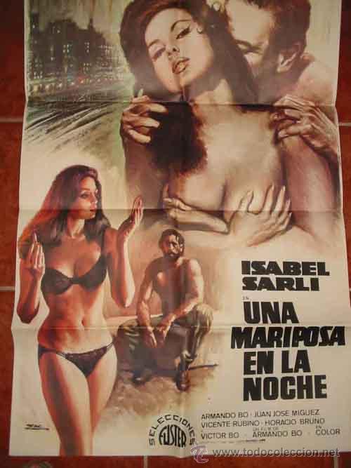 Cin&eacute;ma: Poster UNA MARIPOSA EN LA NOCHE Original 1984 Armando Bo, Isabel Sarli, Juan Jose Miguez, ...