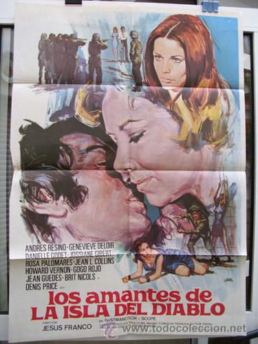 Cinema: Poster LOS AMANTES DE LA ISLA DEL DIABLO - Original 1975,FRANCO Jes&uacute;s(Dir), JANO (Cartel) A.Resino