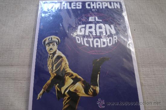 Kino: CARTEL DE MADERA EL GRAN DICTADOR / 28,5X17/ EMBALADO CON PLASTICO Y A ESTRENAR - PRECIOSO!!!!!