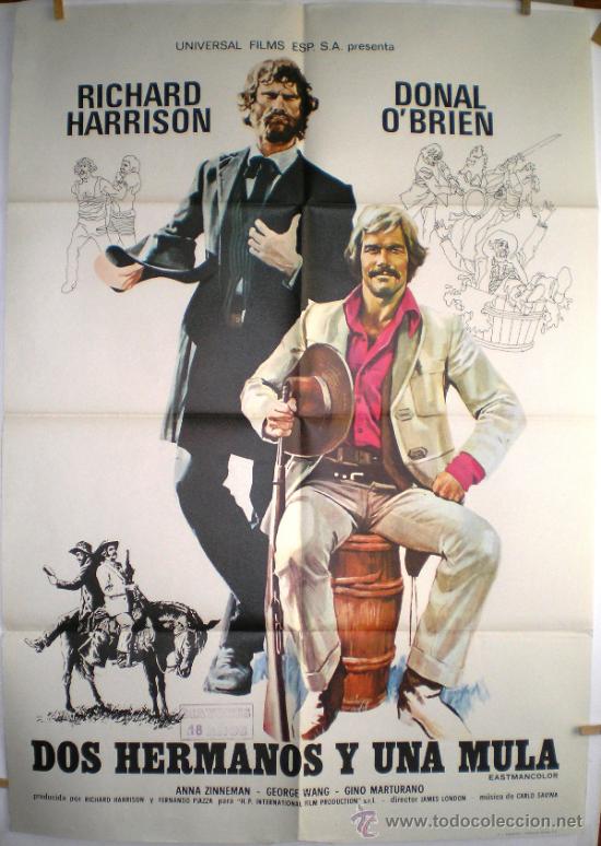 Cin&eacute;ma: CARTEL DE CINE: DOS HERMANOS Y UNA MULA (100 X 70 cm.)