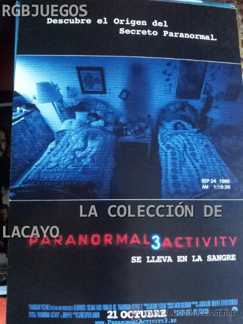 Cinema: AFICHE O CARTEL PARANORMAL 3 ACTIVITY MEDIDAS APROX. 21 X 29 CON SINOPSIS EN DORSO O INTERIOR