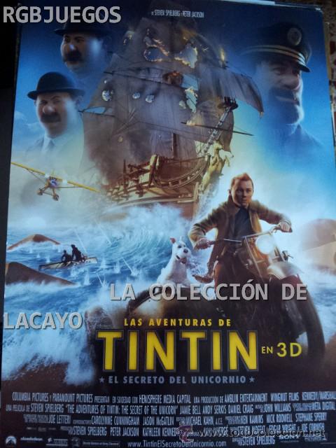 Cinema: AFICHE O CARTEL AVENTURAS DE TINTIN EN 3D MEDIDAS APROX. 21 X 29 CON SINOPSIS EN DORSO O INTERIOR