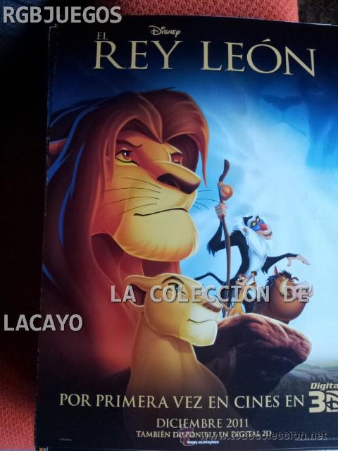 Cinema: AFICHE O CARTEL DE CINE EL REY LEON 3D MEDIDAS APROX. 21 X 29 CON SINOPSIS EN DORSO O INTERIOR