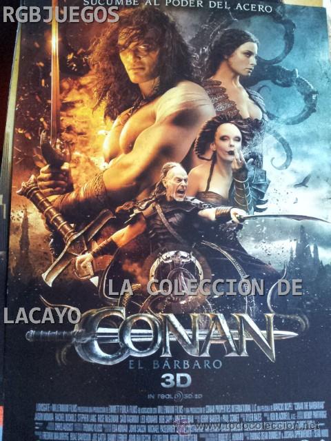 Cinema: AFICHE Y CARTEL CONAN EL BARBARO EN 3D MEDIDAS APROX. 21 X 29 CON SINOPSIS EN DORSO