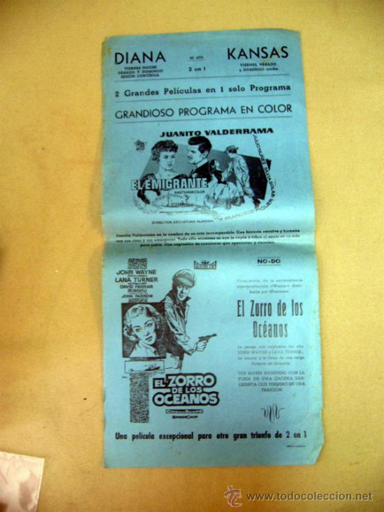 Kino: CARTEL DE CINE, EL EMIGRANTE, EL ZORRO DE LOS OCEANOS, CINEMASCOPE, 43 X 21 CM