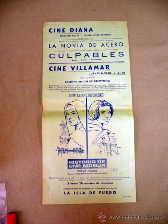 Cinema: CARTEL DE CINE, LA NOVIA DE ACERO, CULPABLES,  43 X 21 CM, CINE DIANA