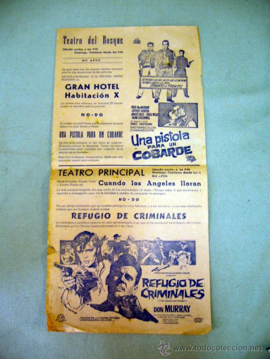 Cine: CARTEL DE CINE, GRAN HOTEL HABITACION X, TEATRO DEL BOSQUE Y PRINCIPAL