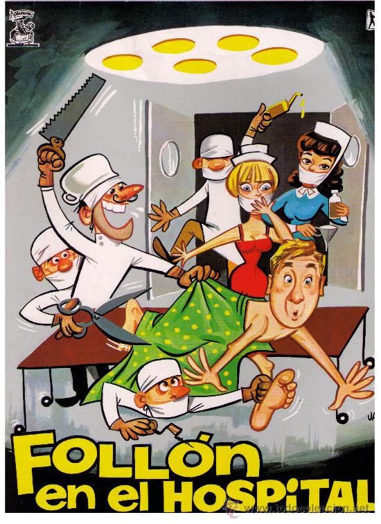 Cin&eacute;ma: FOLL&Oacute;N EN EL HOSPITAL - CARTEL DE 34 CMS. X 24,5 CMS.