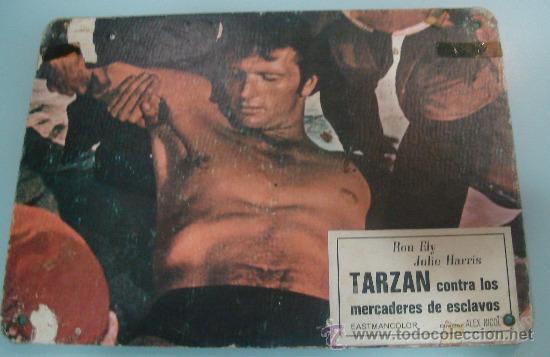 Cinema: LOBBY CARDS - CARTEL PEL&Iacute;CULA TARZAN CONTRA LOS MERCADERES DE ESCLAVOS EN CARTON 33 X 23,5 CMS.