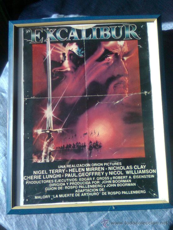 Cin&eacute;ma: Excalibur. - John Boorman 1981- Poster cartel original promo de video club (1984) enmarcado. 54 cms