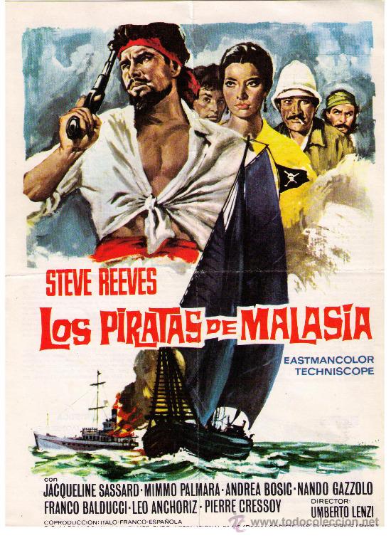 Cinema: LOS PIRATAS DE MALASIA - STEVE REEVES - GUIA/CARTEL - 30 CMS. X 21,5 CMS.