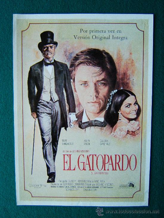Kino: EL GATOPARDO - LUCHINO VISCONTI - BURT LANCASTER - ALAIN DELON - CARTEL 29X21 CM - A&Ntilde;OS 70/80