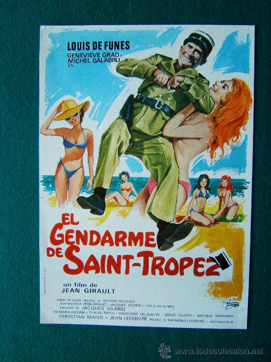 Cinema: EL GENDARME DE SAINT TROPEZ - JEAN GIRAULT - LOUIS DE FUNES - CARTEL DE 30X21 CM. - 1980