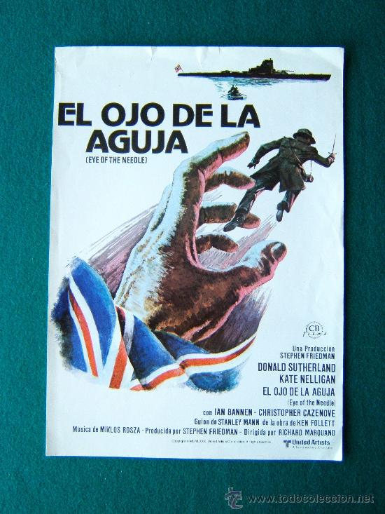 Cinema: EL OJO DE LA AGUJA - RICHARD MARQUAND - DONALD SUTHERLAND - CARTEL 33 X 24 CM. - 1980