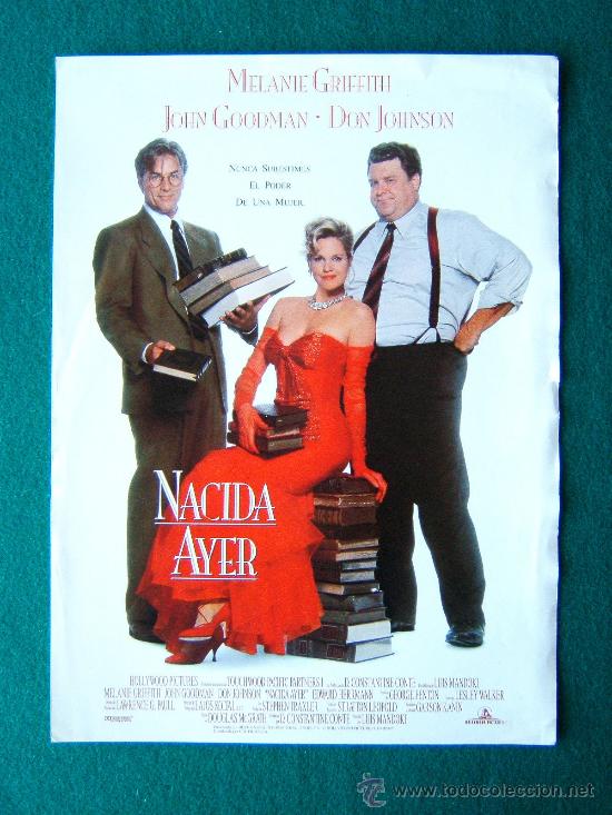 Cinema: NACIDA AYER - LUIS MANDOKI - MELANIE GRIFFITH - JOHN GOODMAN - CARTEL DE 33X24 CM - 1993 ?