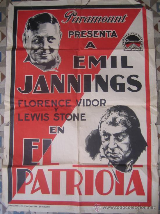 Cine: el patriota emil jannings ernst lubitsch - poster original del estreno muy raro una joya de 1927