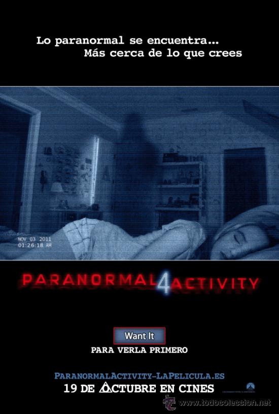 Cinema: CARTEL DE CINE PARANORMAL 4 ACTIVITY // ORIGINAL 70X100