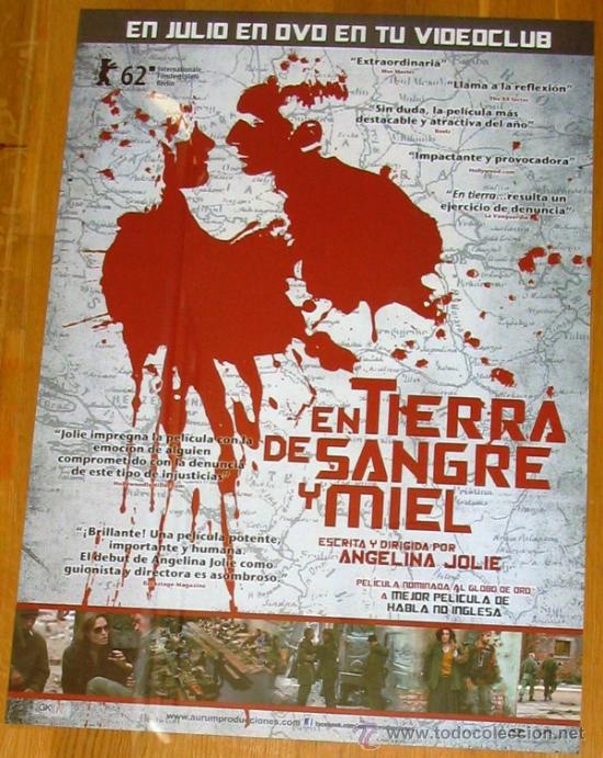 Cine: poster original espa&ntilde;ol - En tierra de sangre y miel - Angelina Jolie -Zana Marjanovic -Goran Kostic