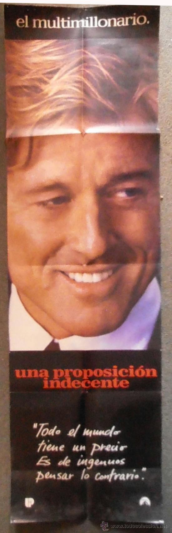 Cine: UNA PROPOSICI&Oacute;N INDECENTE,150X46 CM CARTEL DE CINE ORIGINAL (11693)