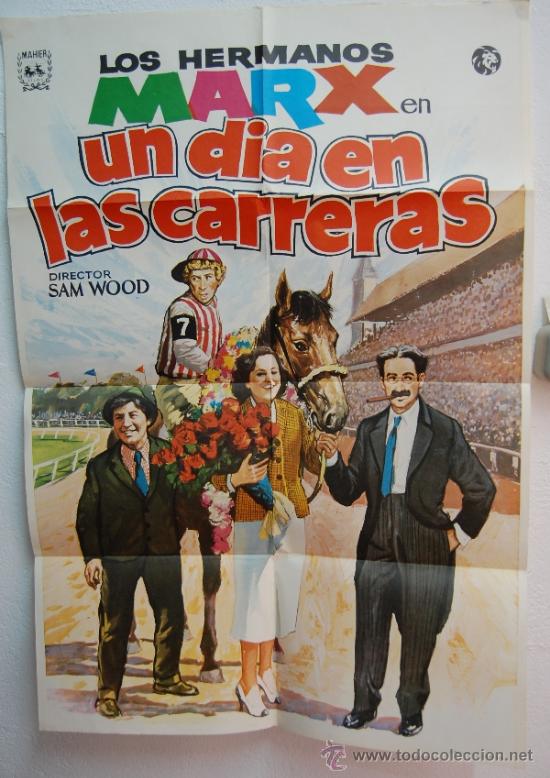 Kino: CARTEL DE CINE LOS HERMANOS MARX UN D&Iacute;A EN LAS CARRERAS // ORIGINAL 70X100