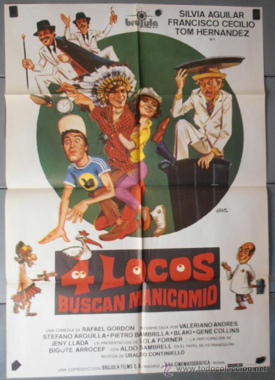 Cin&eacute;ma: 4 LOCOS BUSCAN MANICOMIO, CARTEL DE CINE ORIGINAL 70x100 APROX (9095)