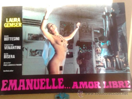 Cinema: Cartelera de cine ,de 34 x 24 cms , Emanuelle Amor Libre