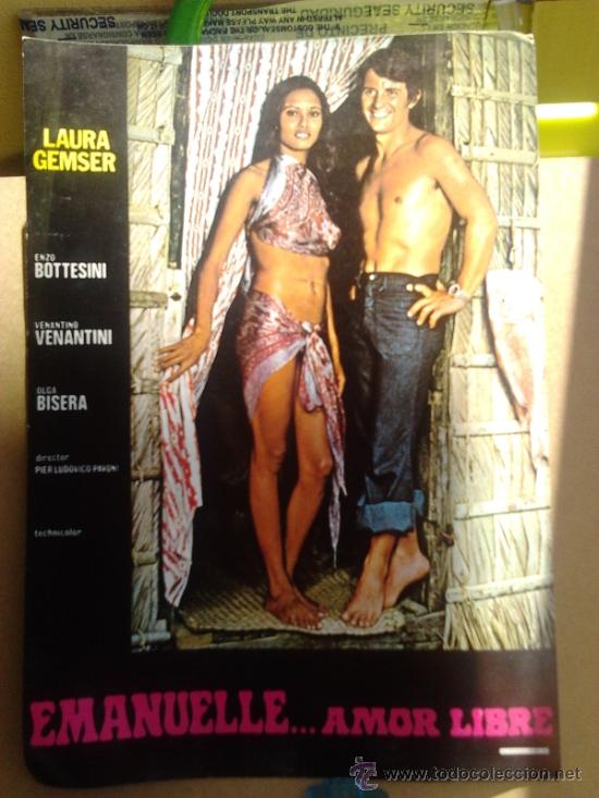 Cinema: Cartelera de cine ,de 34 x 24 cms , Emanuelle Amor Libre