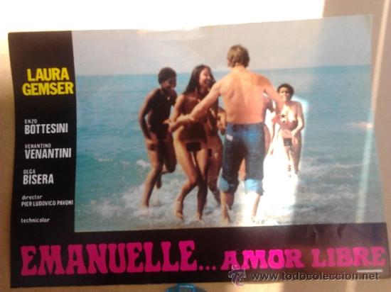 Cinema: Cartelera de cine ,de 34 x 24 cms , Emanuelle Amor Libre