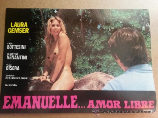Cine: Cartelera de cine ,de 34 x 24 cms , Emanuelle Amor Libre