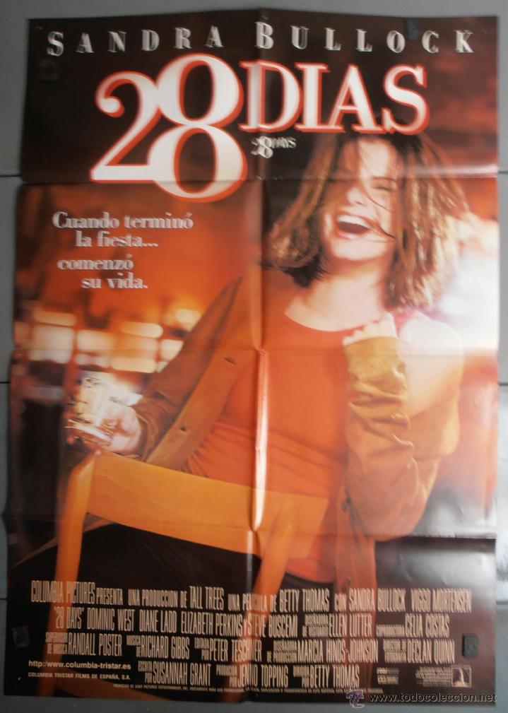 Kino: 28 DIAS,SANDRA BULLOCK CARTEL DE CINE ORIGINAL 70x100 APROX (1933)