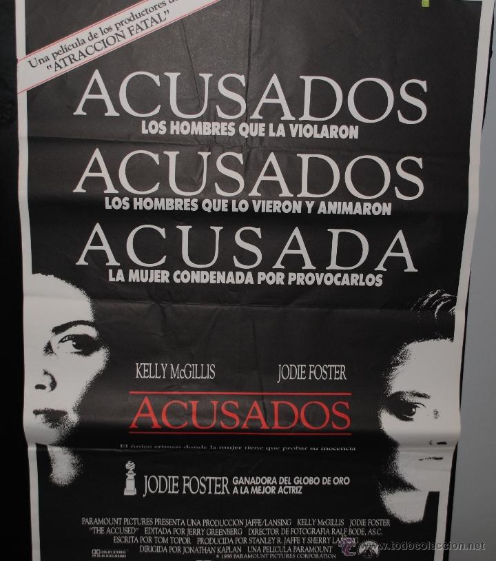 Kino: CARTEL DE CINE ORIGINAL DE LA PEL&Iacute;CULA ACUSADOS, ACUSADA, JODIE FOSTER,70 POR 100CM