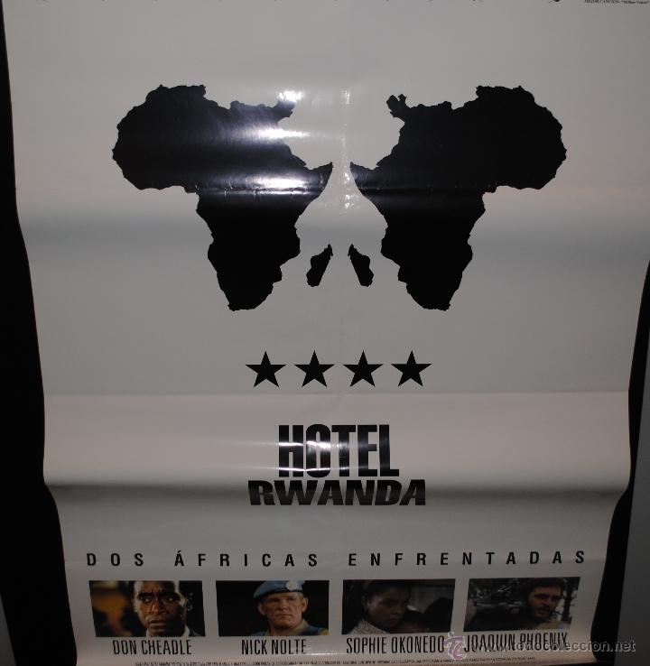Cine: CARTEL DE CINE ORIGINAL DE LA PEL&Iacute;CULA HOTEL RWUANDA, DOS &Aacute;FRICAS ENFRENTADAS, 70 POR 100CM
