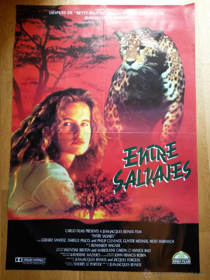 Cine: Cartel, poster de cine 70 x 100 cms. entre salvajes 1987