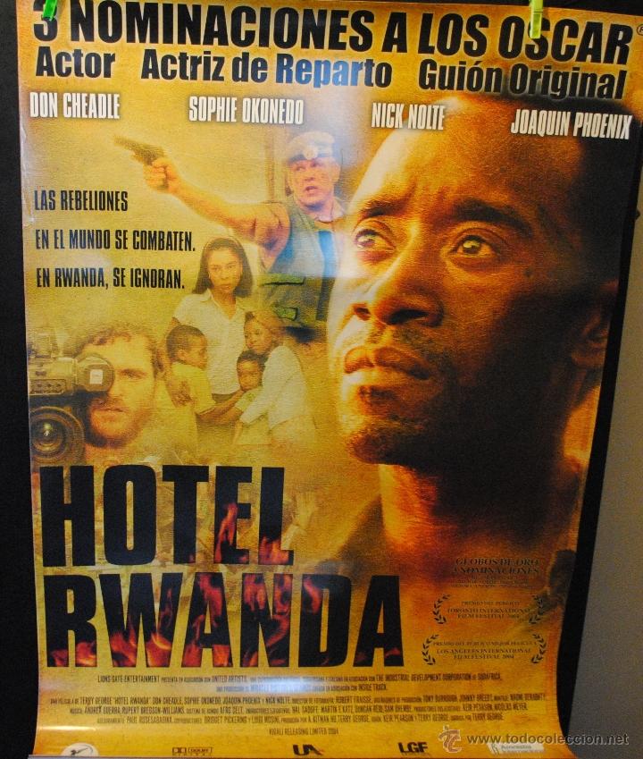 Cine: CARTEL DE CINE ORIGINAL DE LA PEL&Iacute;CULA HOTEL RWANDA, 70 POR 100CM