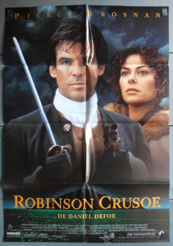 Cine: ROBINSON CRUSOE,PIERCE BROSNAN CARTEL DE CINE ORIGINAL 70x100 APROX (2934)
