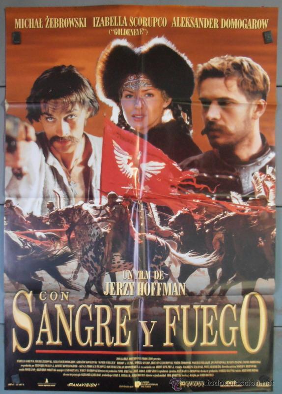 Cine: CON SANGRE Y FUEGO, CARTEL DE CINE ORIGINAL 70x100 APROX (3984)