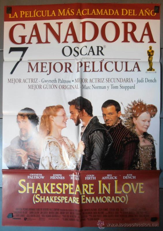 Cinema: SHAKESPEARE IN LOVE, CARTEL DE CINE ORIGINAL 70x100 APROX (5392)