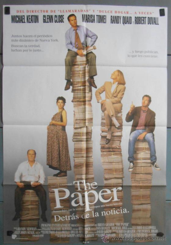 Cin&eacute;ma: THE PAPER DETR&Aacute;S DE LA NOTICIA,GLENN CLOSE CARTEL DE CINE ORIGINAL 70x100 APROX (6261)