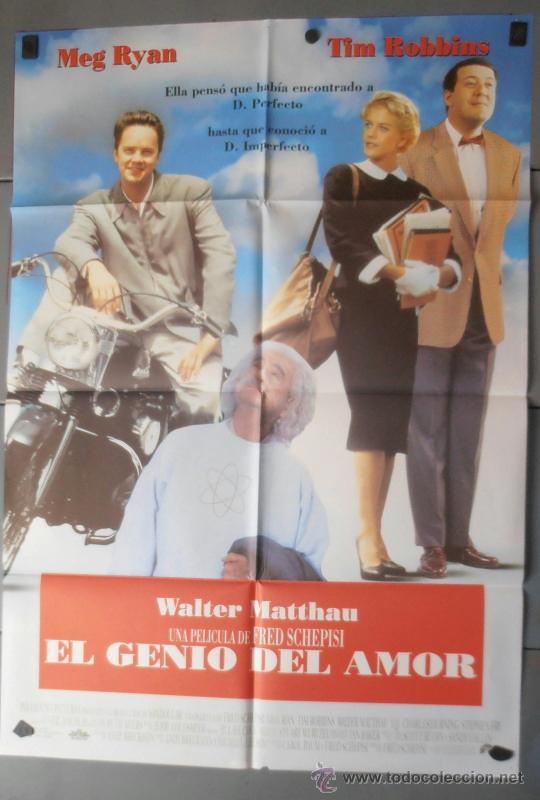 Cine: EL GENIO DEL AMOR,MEG RYAN, TIM ROBBINS CARTEL DE CINE ORIGINAL 70x100 APROX (6947)