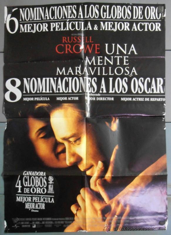 Cinema: UNA MENTE PRODIGIOSA,CARTEL DE CINE ORIGINAL 70x100 cm CON ALGUN DEFECTO A 1&euro;,VER FOTO (5421)