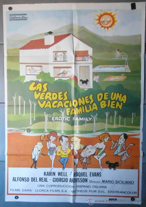 Cinema: (12705)LAS VERDES VACACIONES DE UNA FAMILIA BIEN, CARTEL DE CINE ORIGINAL 70x100 APROX,CONSERVACION: