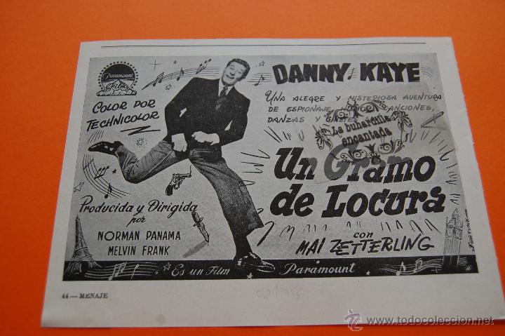Cinema: A&Ntilde;O 1955 - UN GRAMO DE LOCURA - DANNY KAYE - PARAMOUNT FILMS