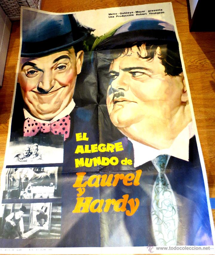 Cinema: CARTEL ORIGINAL  GRANDE EL ALEGRE MUNDO DE LAUREL Y HARDY METRO GOLDWYN MAYER A&Ntilde;O 1966