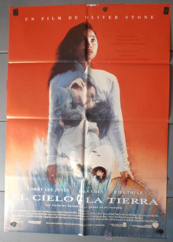 Cine: EL CIELO Y LA TIERRA,TOMMY LEE JONES CARTEL DE CINE ORIGINAL 70x100 APROX (7620)
